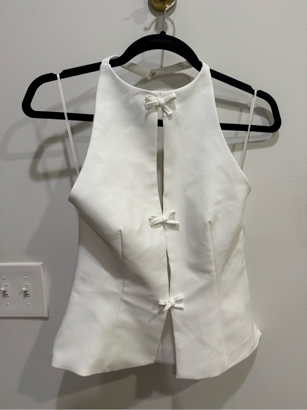 Zara White Bow-Front Halter Top -  Women